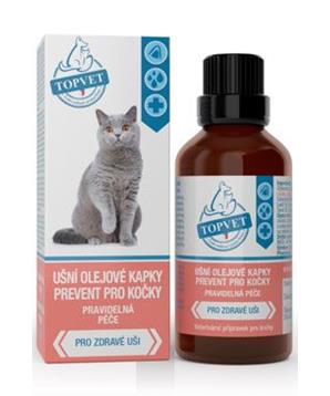 Ušní kapky Prevent pro kočky TOPVET 50ml